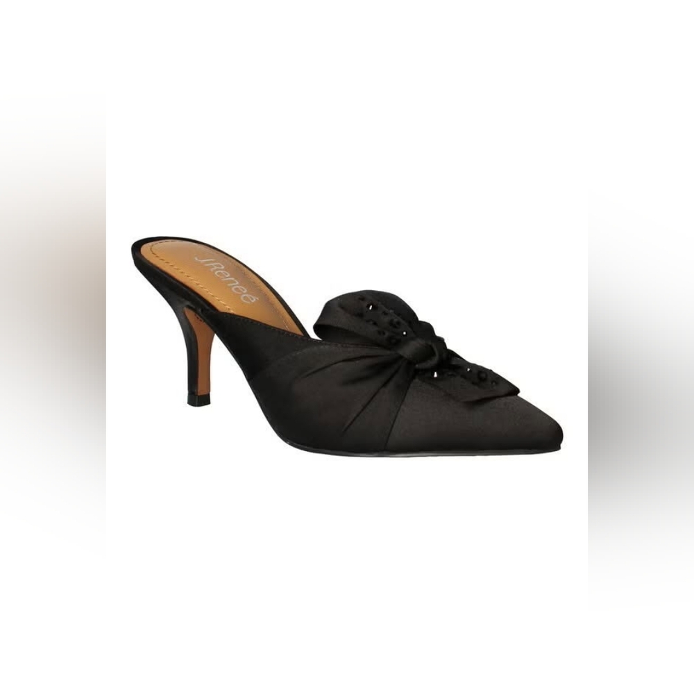 NEW-J. RENEE Black Satin Bow Wrapped Slick Heels Sz 11, 2.7/5 Stilleto heels..